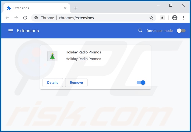 Removing Holiday Radio Promos  ads from Google Chrome step 1