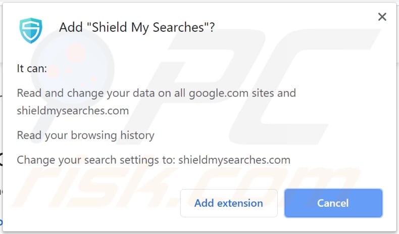 shield my searches browser hijacker asks for a permission to be installed