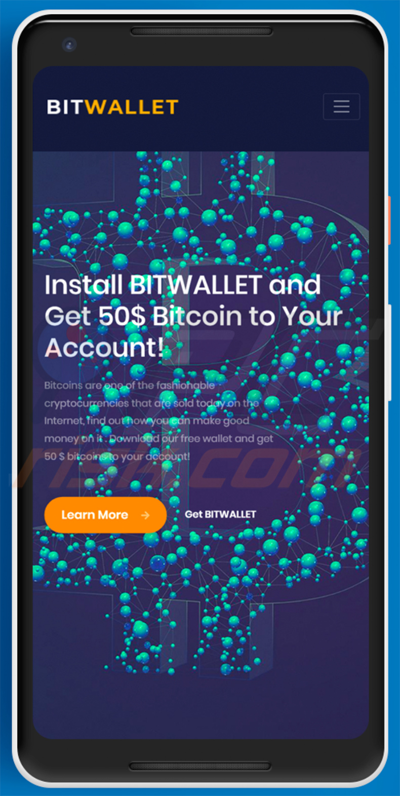 Witryna rozsyłająca trojana Cerberus - bigbitwallet.com