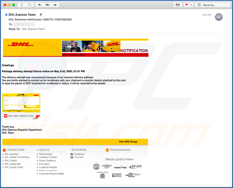 E-mail oszustwa DHL Express