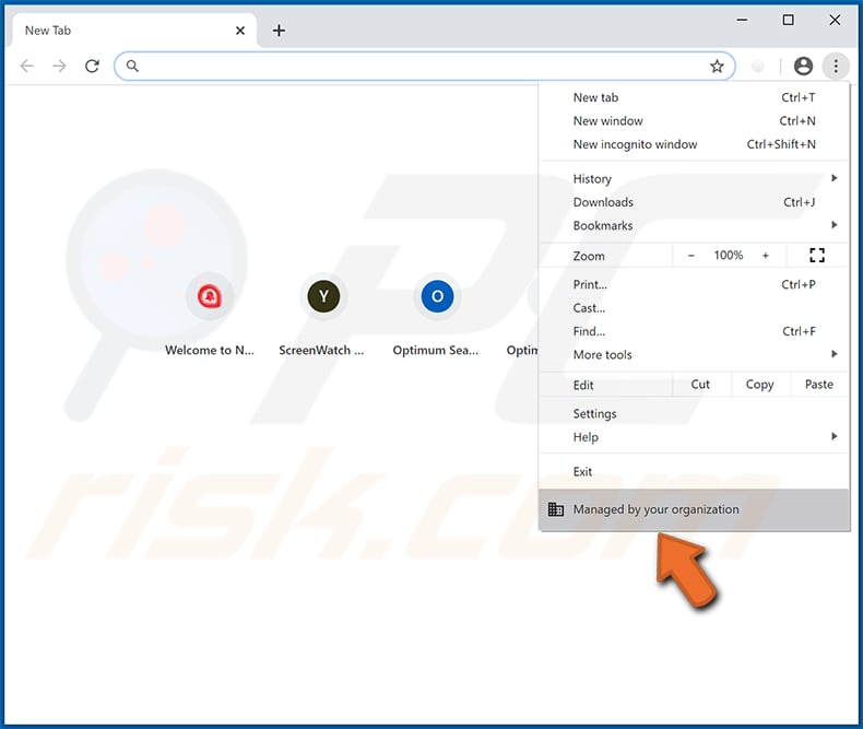 chrome managed by your organization browser hijacker