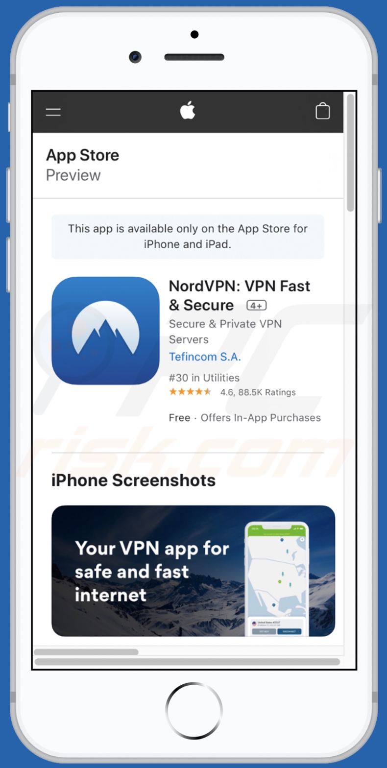 Aplikacja promowana przez komórkowy wariant oszustwa IOS VPN profile