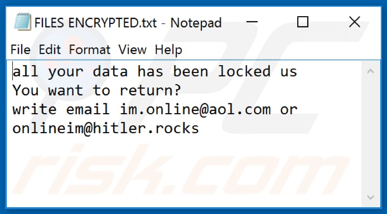 Love$ ransomware text file (FILES ENCRYPTED.txt)