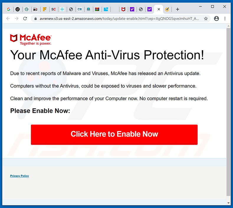 Oszustwo pop-up Your McAfee Subscription Has Expired (2020-04-23)