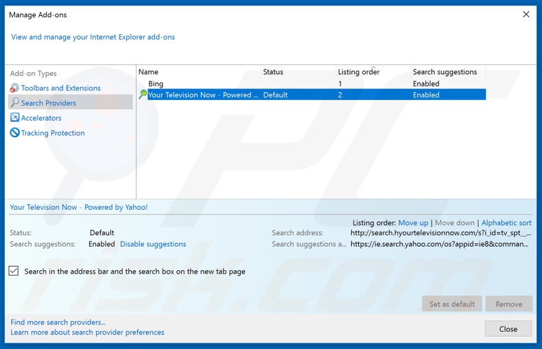 Removing protectmysearchapp.com from Internet Explorer default search engine
