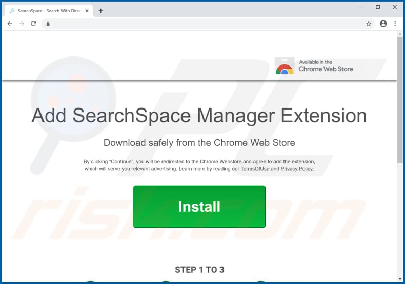 Website used to promote SearchSpace browser hijacker