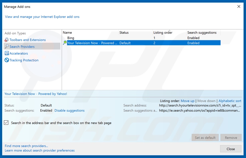 Removing feed.search-wizard.com from Internet Explorer default search engine