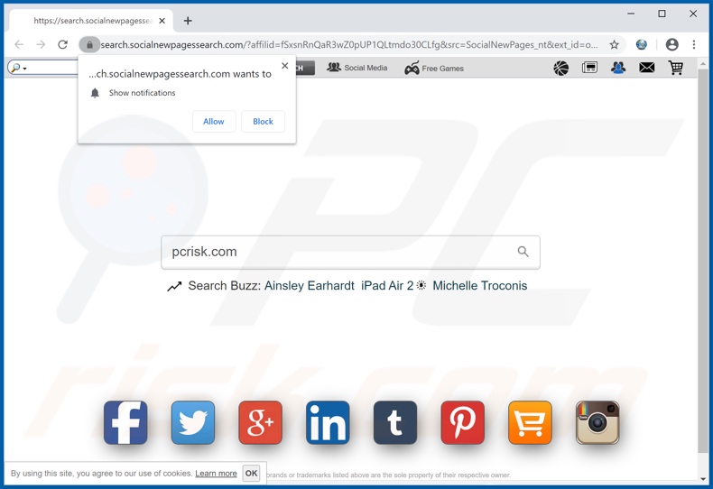 search.socialnewpagessearch.com browser hijacker