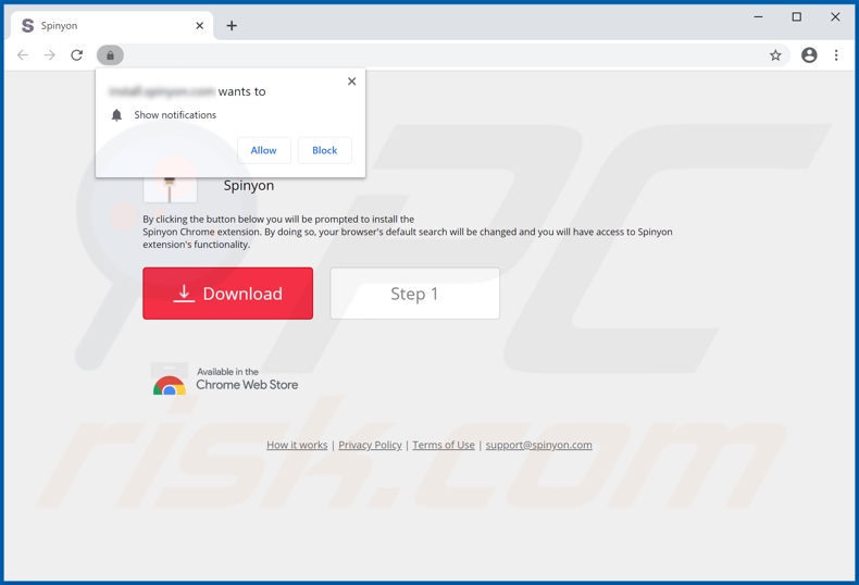 Website used to promote Spinyon browser hijacker