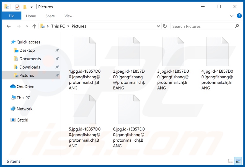 Files encrypted by BANG ransomware (.BANG extension)