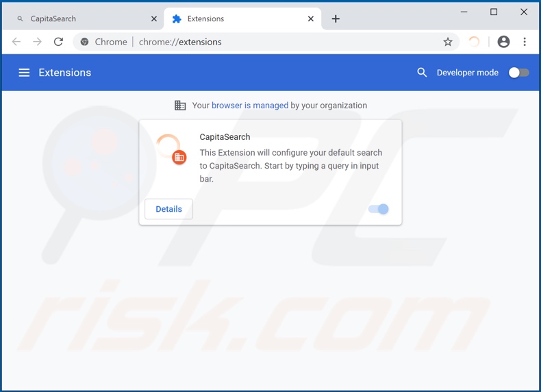 Removing search.capita.space related Google Chrome extensions