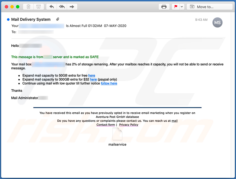 Koleny wariant phishingu o aktualizacji danych do konta e-mail (2020-05-08)