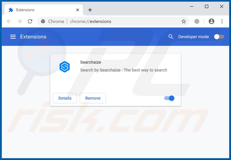 Removing searchaize.com related Google Chrome extensions