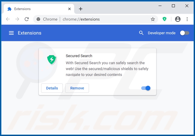 Usuwanie rozszerzeń powiązanych z securedserch.com z Google Chrome