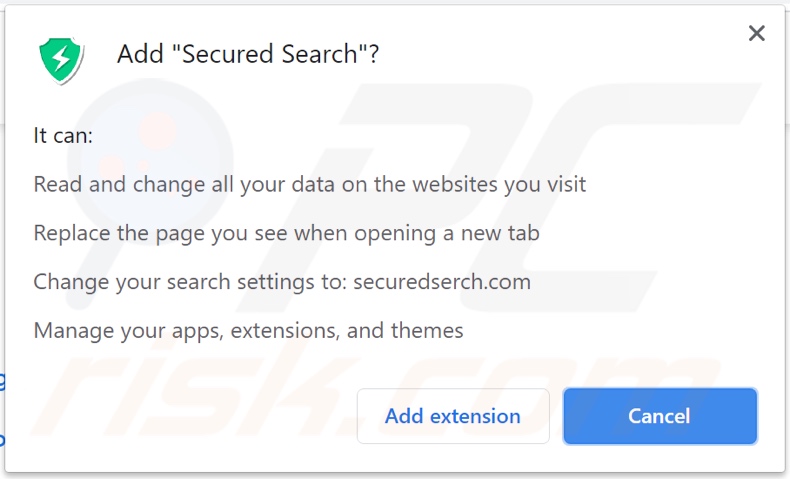 Porywacz przeglądarki Secured Search proszący o pozwolenia