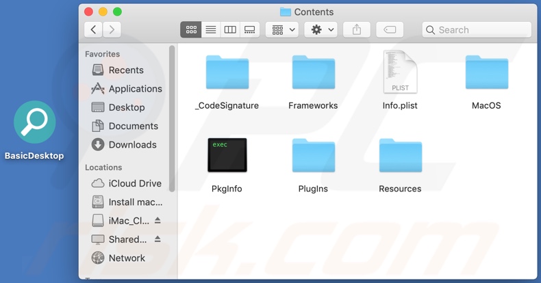 BasicDesktop adware install folder