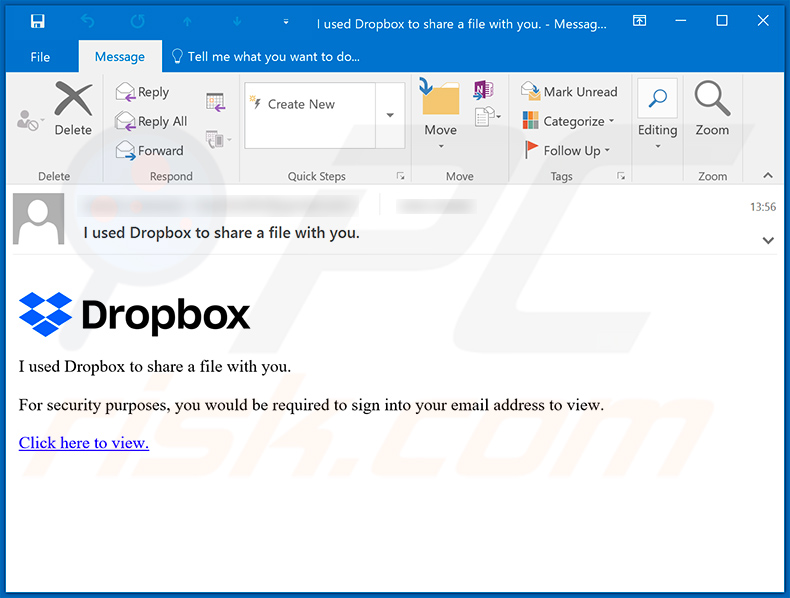 E-mailowa kampania spamowa Dropbox Email Scam