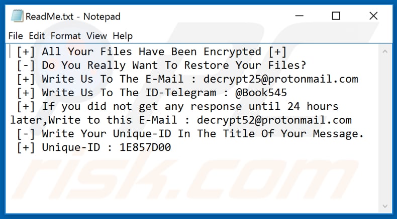 Fob ransomware text file (ReadMe.txt)