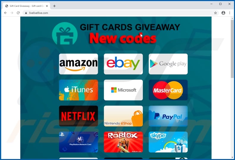 Oszustwo Gift card giveaway