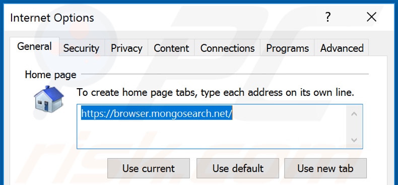 Removing browser.mongosearch.net from Internet Explorer homepage