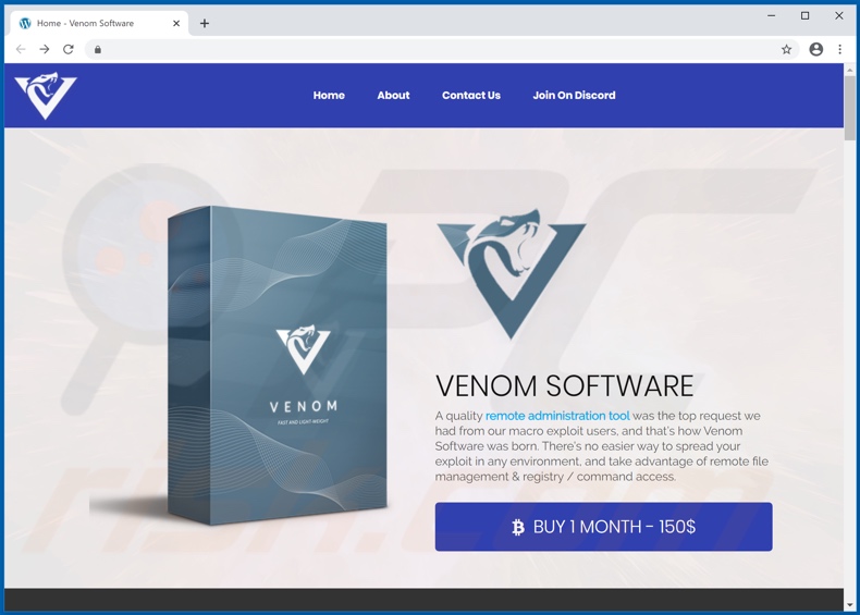 Strona promująca malware VenomRAT