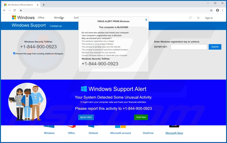 Oszustwo VIRUS ALERT FROM Windows