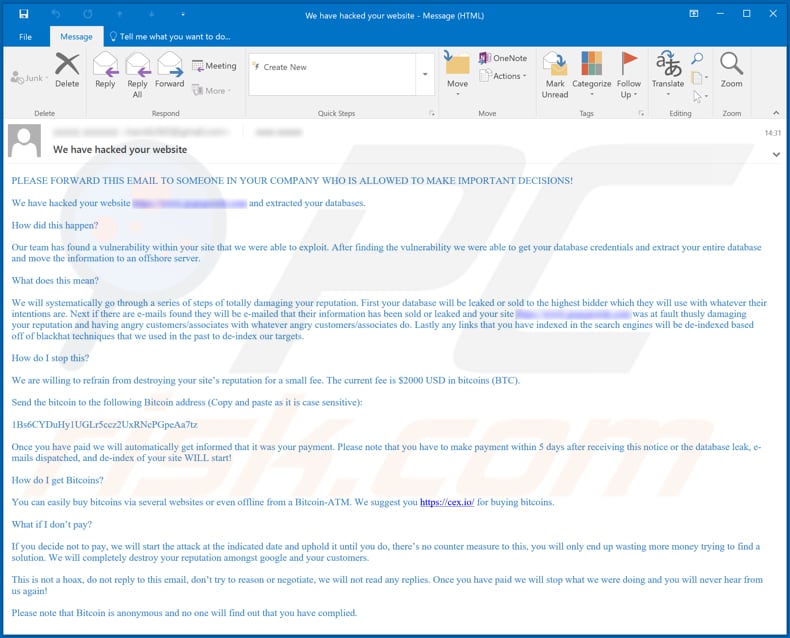 Kolejny wariant oszustwa e-mailowego we have hacked your website