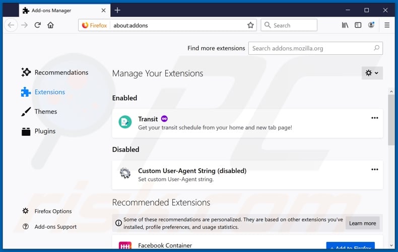 Removing blast-search.net related Mozilla Firefox extensions