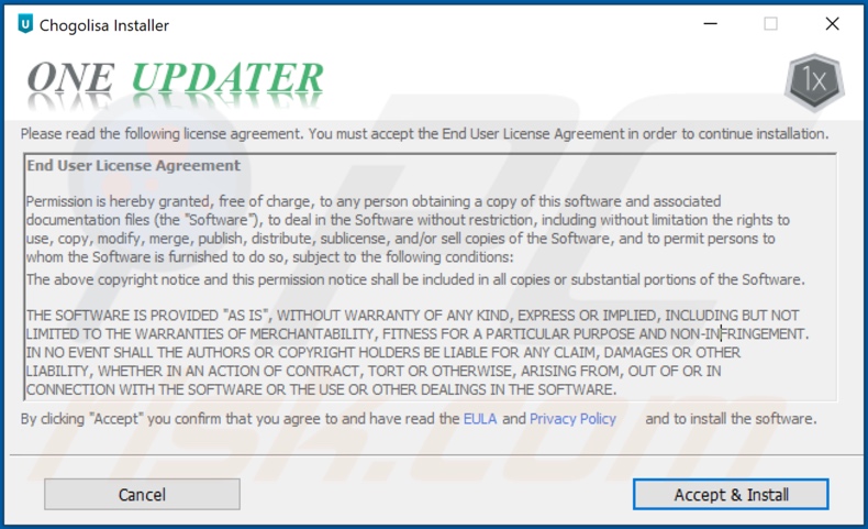 Instalator adware OneUpdater