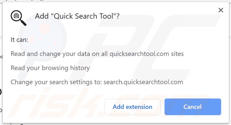 Porywacz przeglądarki Quick Search Tool proszący o pozwolenia