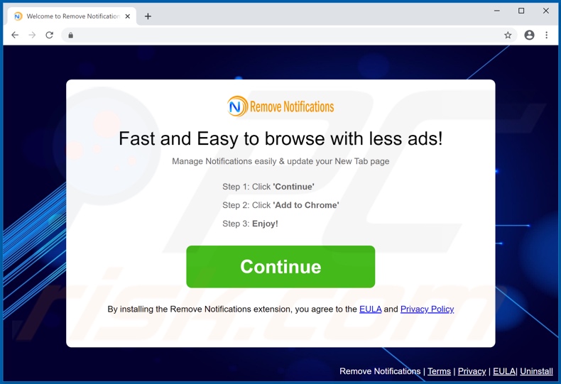 Website used to promote Remove Notifications browser hijacker