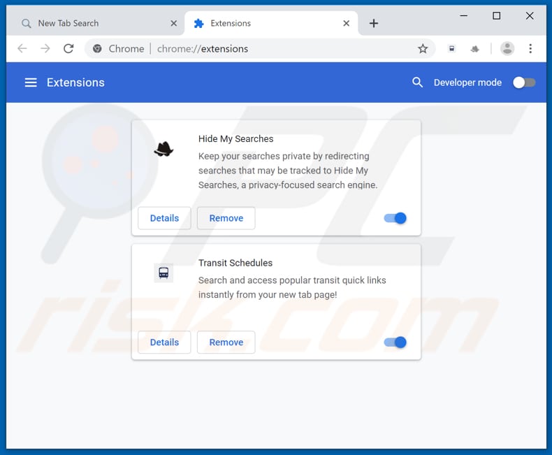 Usuwanie rozszerzeń powiązanych z stormsearch.net z Google Chrome