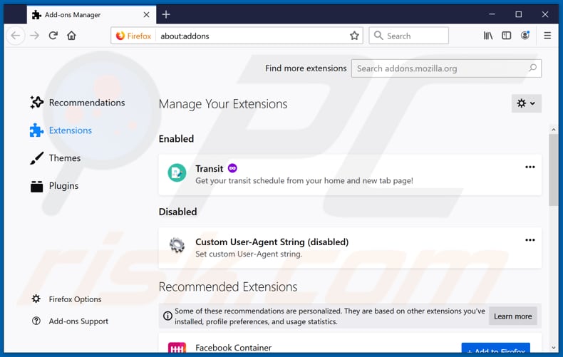 Usuwanie rozszerzeń powiązanych z stormsearch.net z Mozilla Firefox