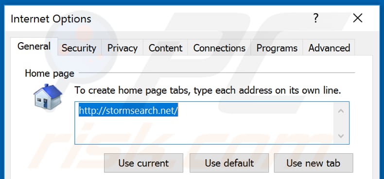 Usuwanie stormsearch.net ze strony domowej Internet Explorer