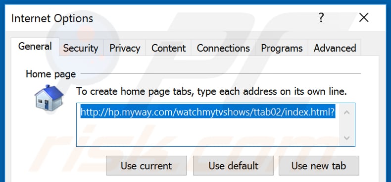 Removing hp.myway.com from Internet Explorer homepage