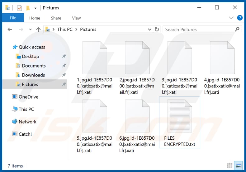 Files encrypted by Xati ransomware (.xati extension)
