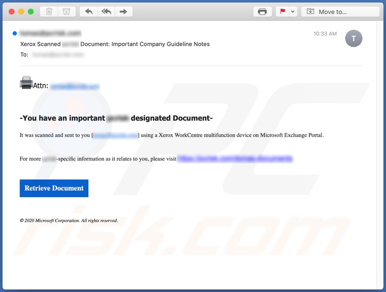 Xerox Scanned Document email spam campaign