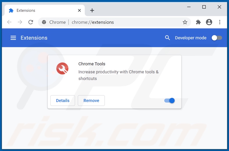 Removing Chrome Tools ads from Google Chrome step 2