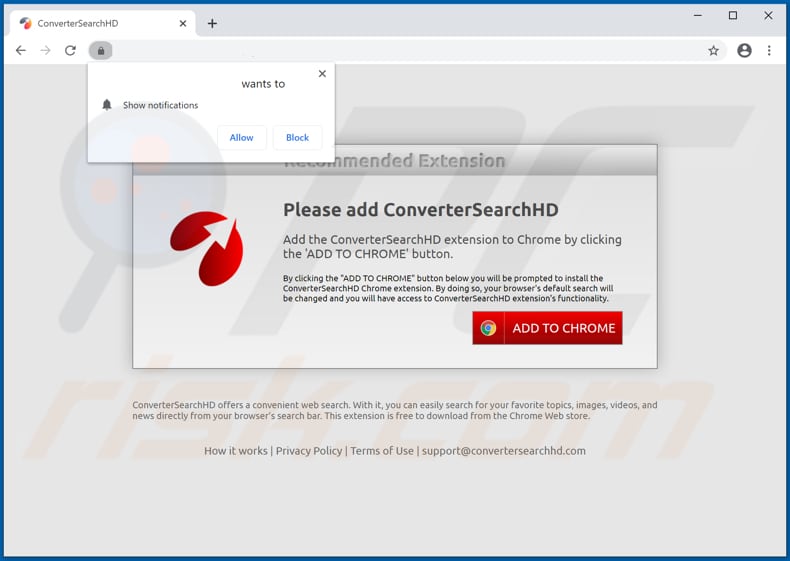 Website used to promote ConverterSearchHD browser hijacker