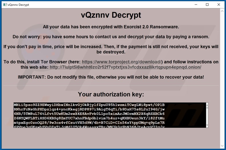 Exorcist 2.0 decrypt instructions (pop-up window/HTA file)