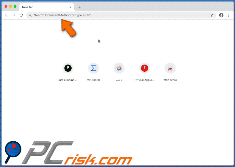 TypeConsole adware promoting the search.dominantmethod.com fake search engine (GIF)