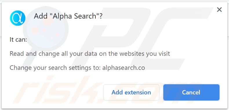 Powiadomienie porywacza przeglądarki alpha search