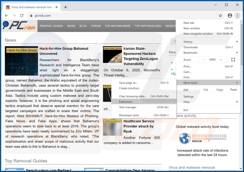 Usuwanie złośliwych rozszerzeń z Google Chrome krok 1