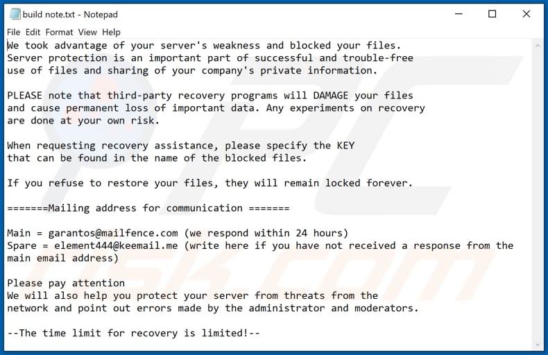 Captcha Ransomware decrypt instructions (build note.txt)