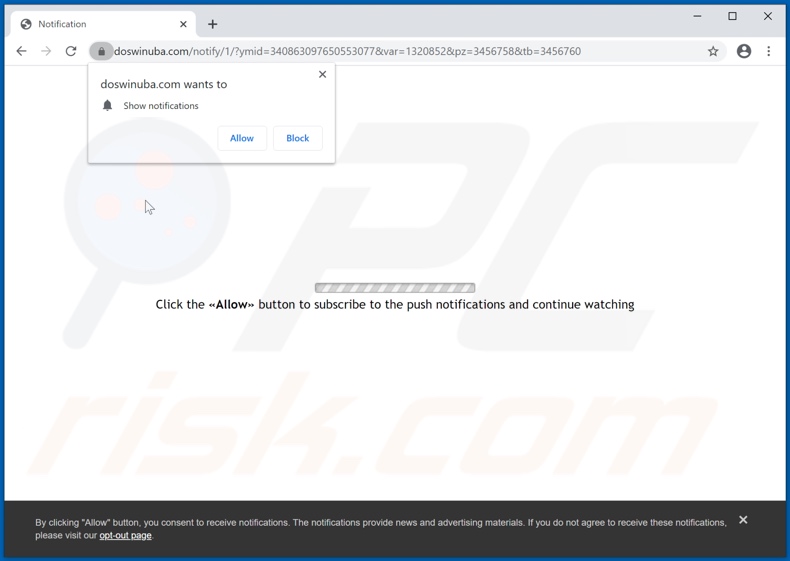 doswinuba[.]com pop-up redirects