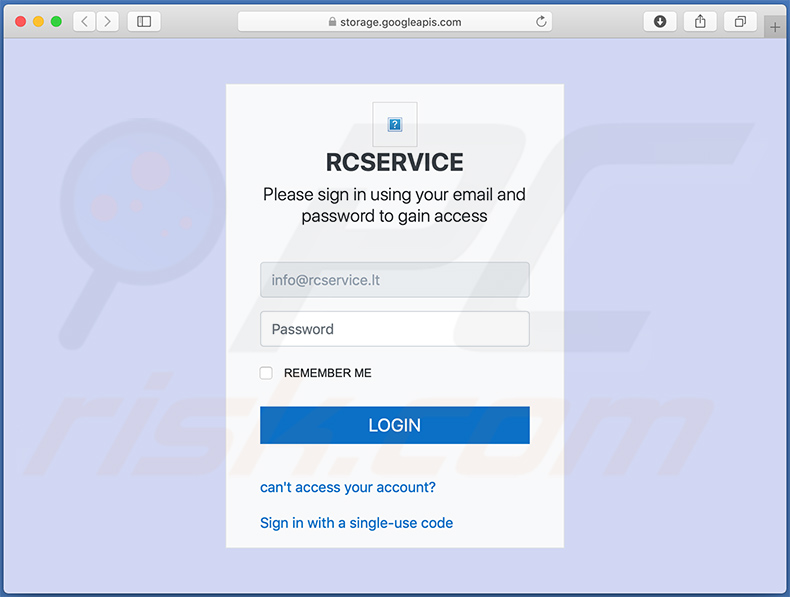 Witryna phishingowa promowana przez pocztę spamową (2020-10-27)