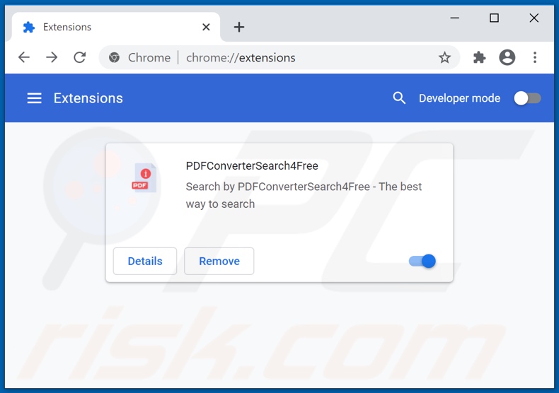 Removing pdfconvertersearch4free.com related Google Chrome extensions