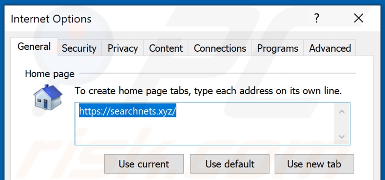 Usuwanie searchnets.xyz ze strony domowej Internet Explorer