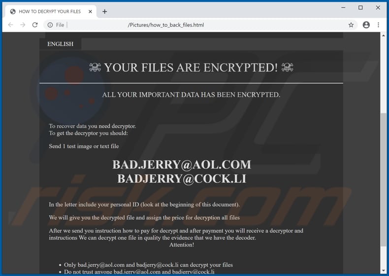 Wiadomość z żądaniem okupu ransomware Xxx (how_to_back_files.html)