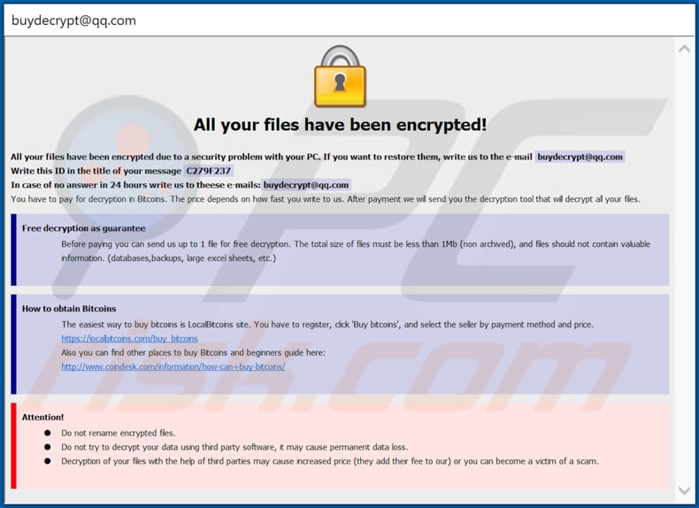 Bip decrypt instructions (pop-up window)